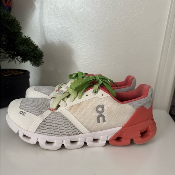 On Running Shoes - On cloudflyer Women's Sneakers in White, Gray, and Coral